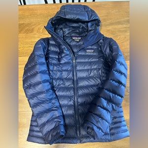 Blue Patagonia down hoodie womens small